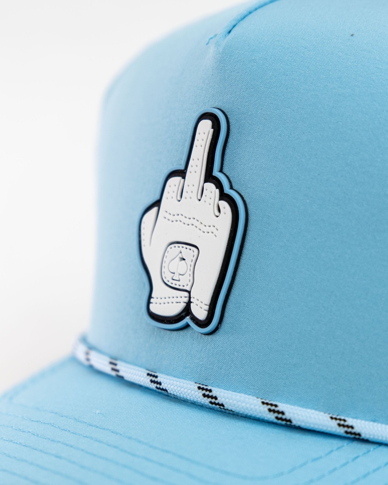Middle Finger Baby Blue - Perforated Rope Hat - Pins and Aces