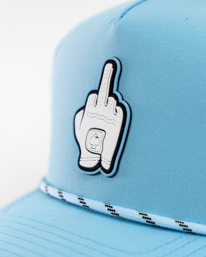 Middle Finger Baby Blue - Perforated Rope Hat - Pins and Aces