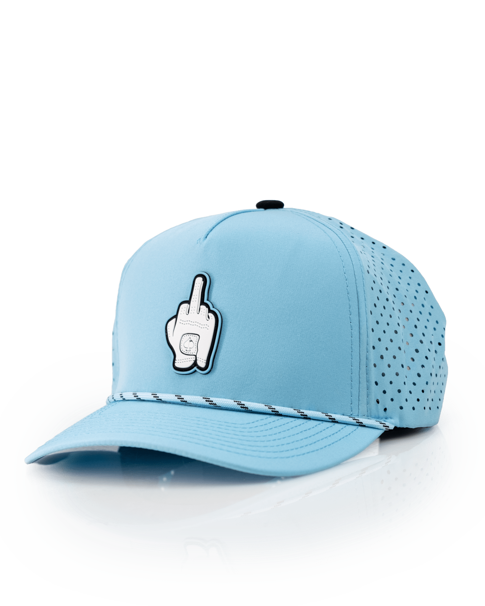 Middle Finger Baby Blue - Perforated Rope Hat - Pins and Aces