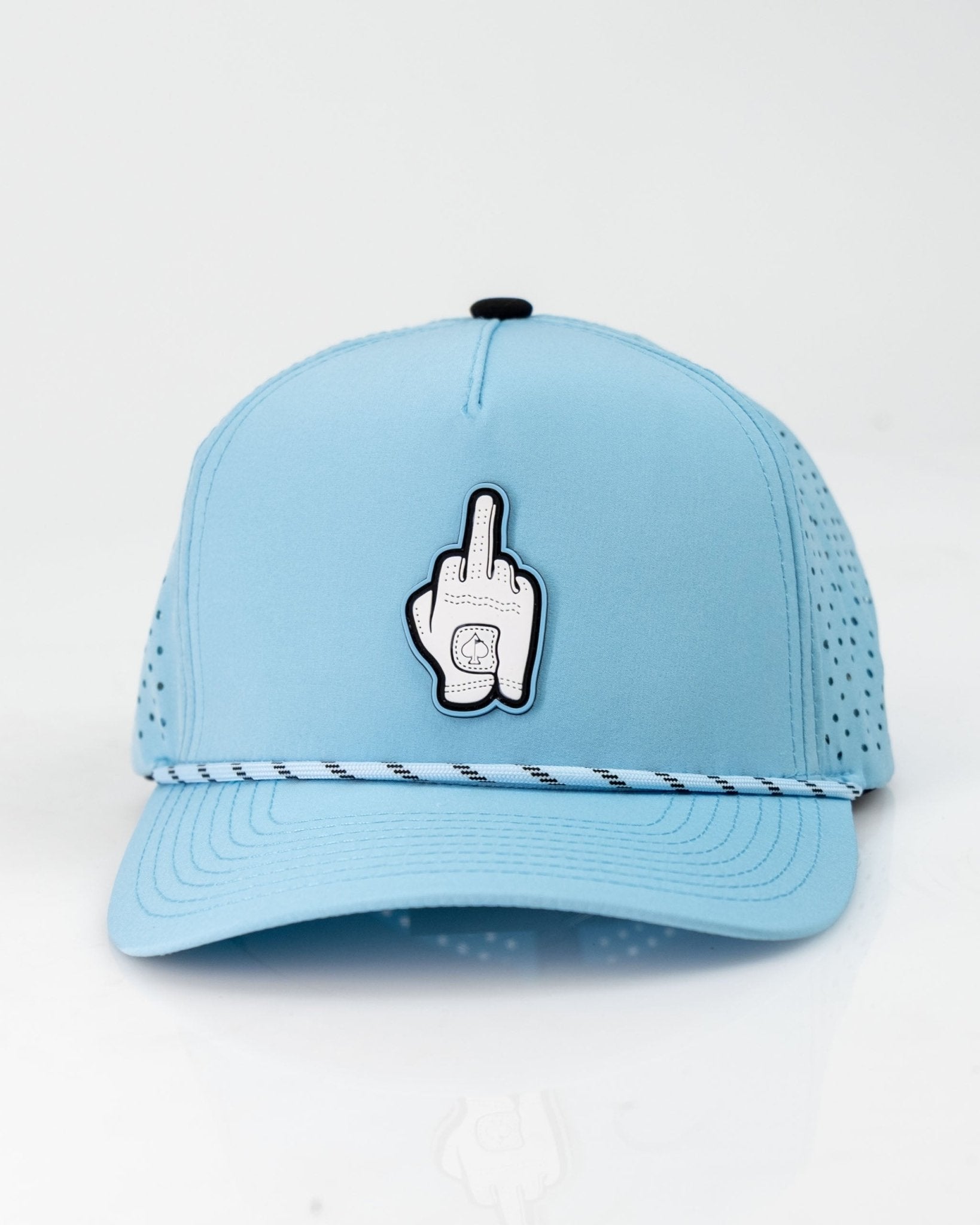 Middle Finger Baby Blue - Perforated Rope Hat - Pins and Aces