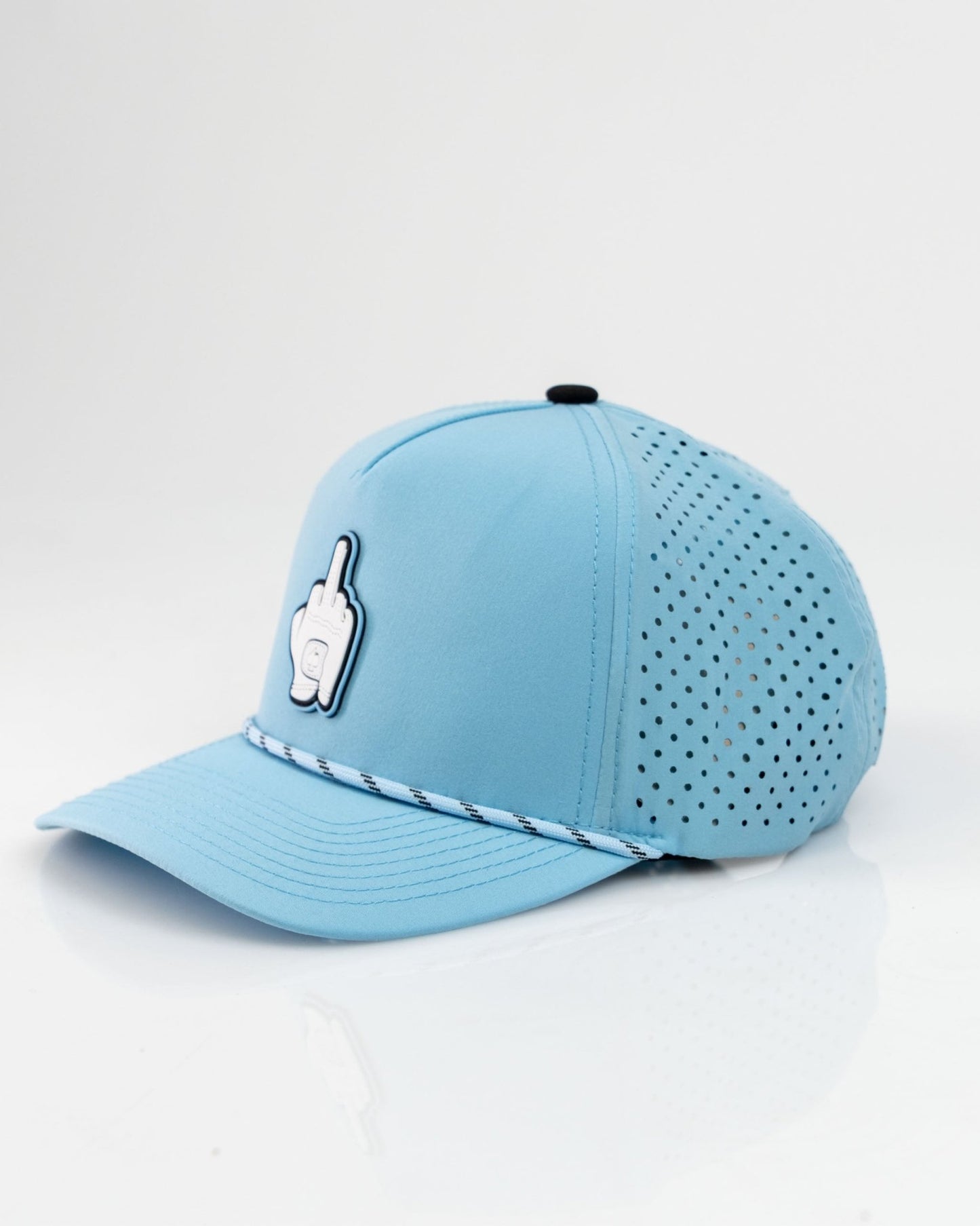 Middle Finger Baby Blue - Perforated Rope Hat - Pins and Aces