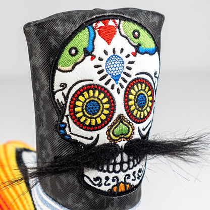 Mustache Sugar Skull - Blade Putter Cover Gray Camo - Pins and Aces