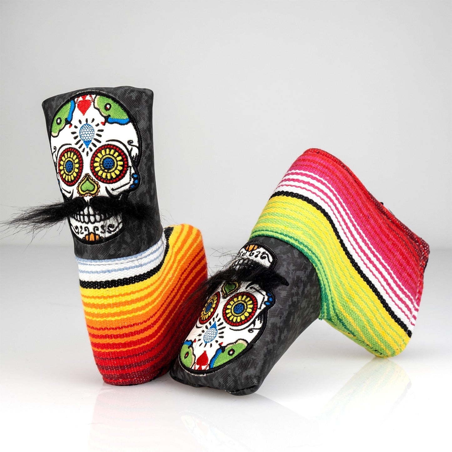 Mustache Sugar Skull - Blade Putter Cover Gray Camo - Pins and Aces