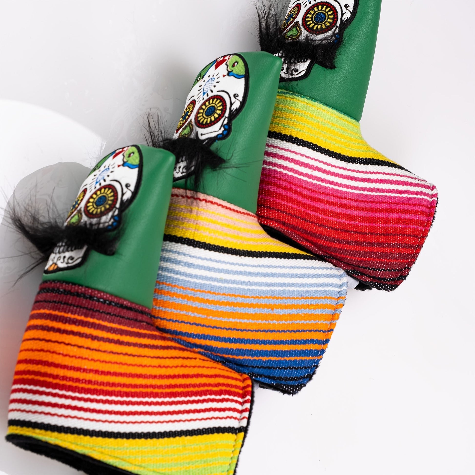 Mustache Sugar Skull - Blade Putter Cover Green - Pins and Aces