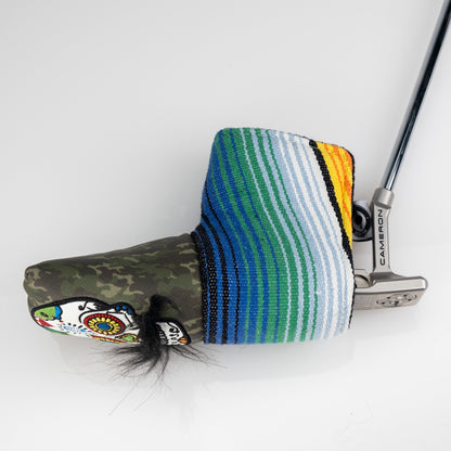 Mustache Sugar Skull - Blade Putter Cover Green Camo - Pins and Aces
