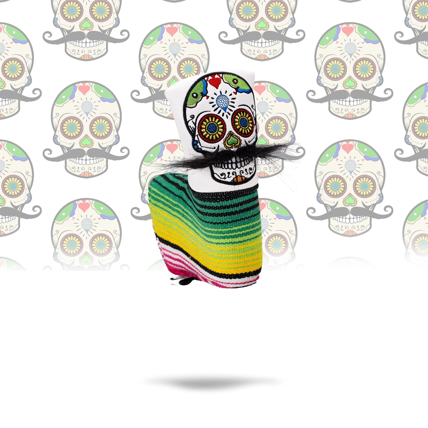 Mustache Sugar Skull - Blade Putter Cover White - Pins and Aces