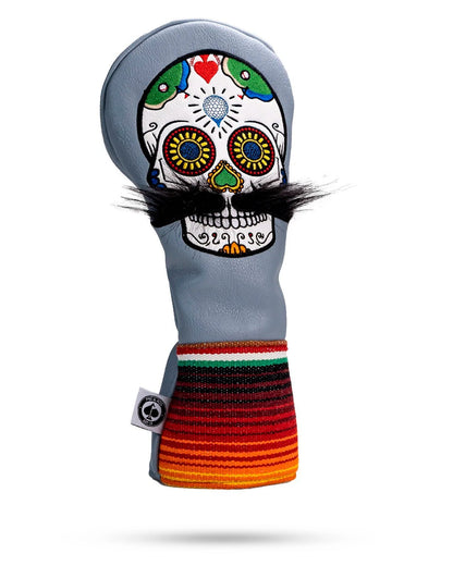 Mustache Sugar Skull - Driver Cover Gray - Pins and Aces