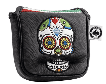 Mustache Sugar Skull - Mallet Putter Cover Gray Camo - Pins and Aces