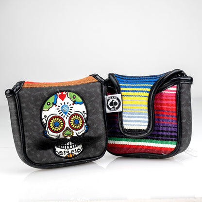 Mustache Sugar Skull - Mallet Putter Cover Gray Camo - Pins and Aces