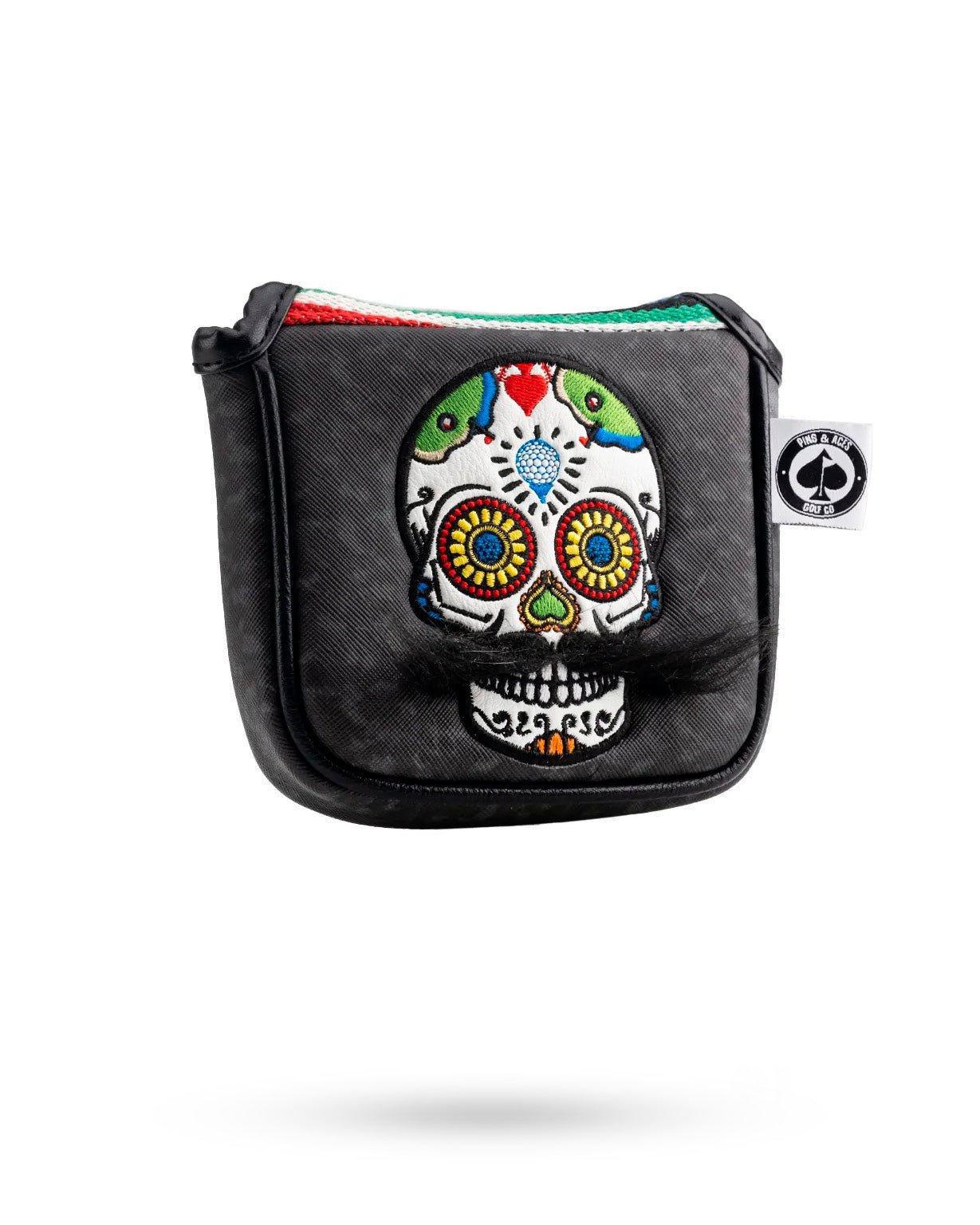 Mustache Sugar Skull - Mallet Putter Cover Gray Camo - Pins and Aces