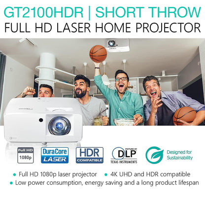 Optoma GT2100HDR Short Throw Full HD Home Laser Projector - Optoma
