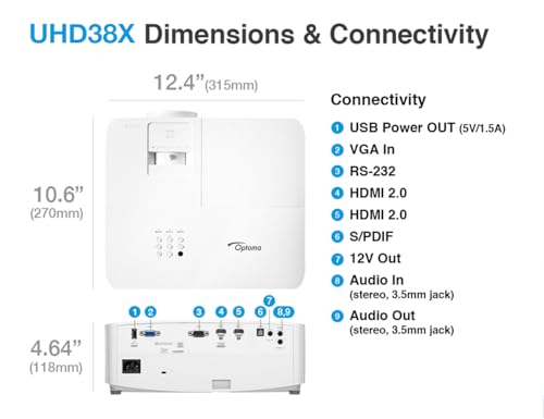 Optoma UHZ35 Projector - 4K UHD Laser Projector for Home Theater and Gaming - UHD35STx (Latest, Lamp, Short Throw) - 