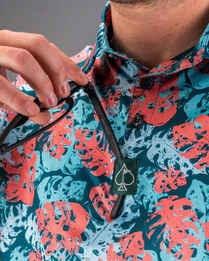 Painted Monstera Teal - Pins and Aces