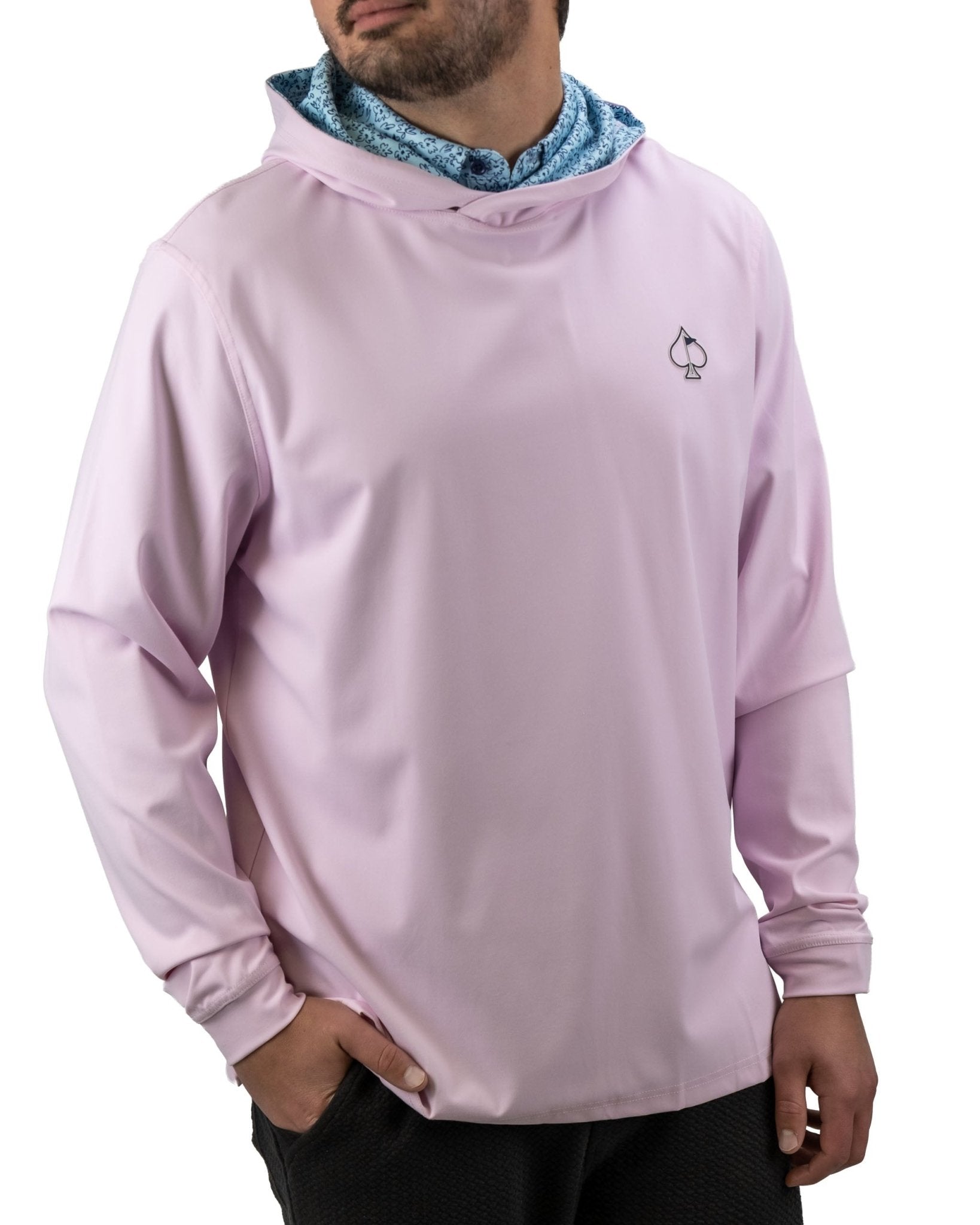 Performance Golf Hoodie - Flower Doodle Blue - Pins and Aces