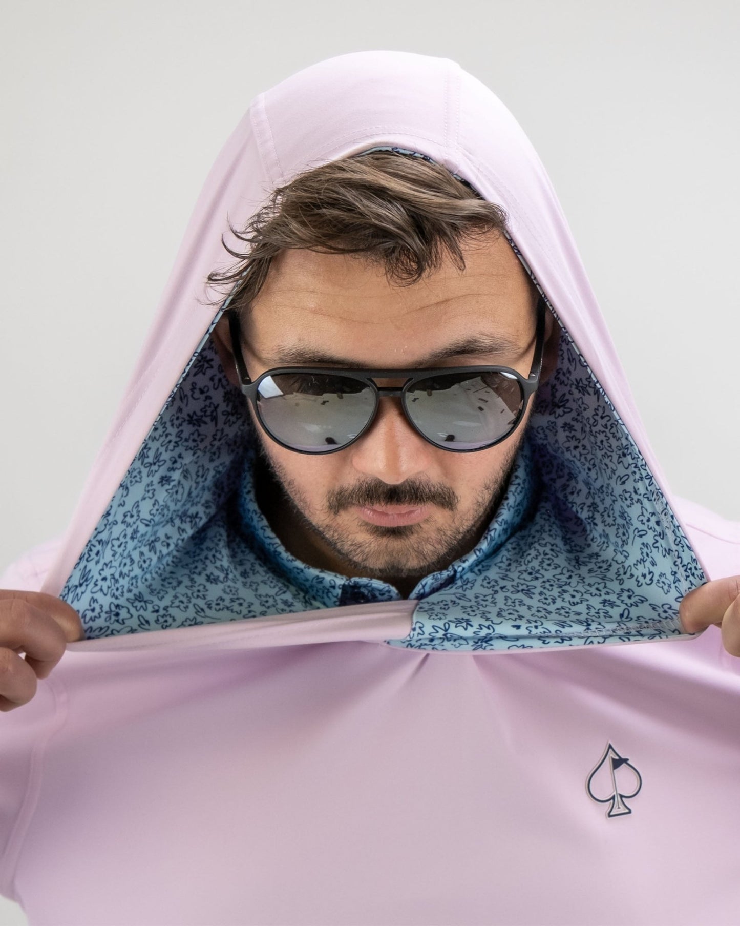 Performance Golf Hoodie - Flower Doodle Blue - Pins and Aces