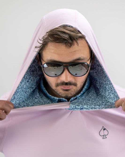Performance Golf Hoodie - Flower Doodle Blue - Pins and Aces