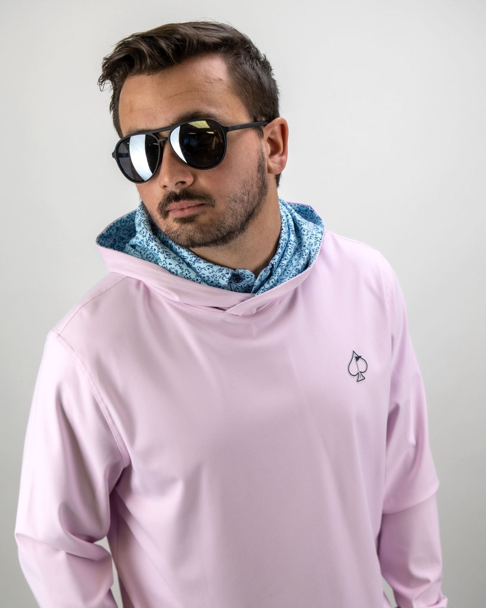 Performance Golf Hoodie - Flower Doodle Blue - Pins and Aces