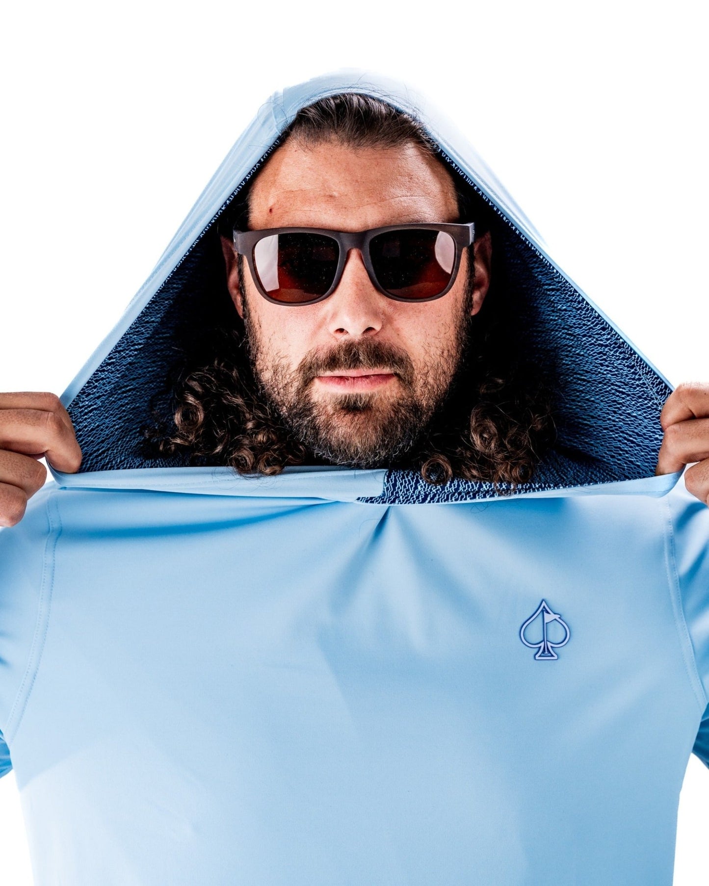 Performance Golf Hoodie - Squiggle Blue - Pins and Aces