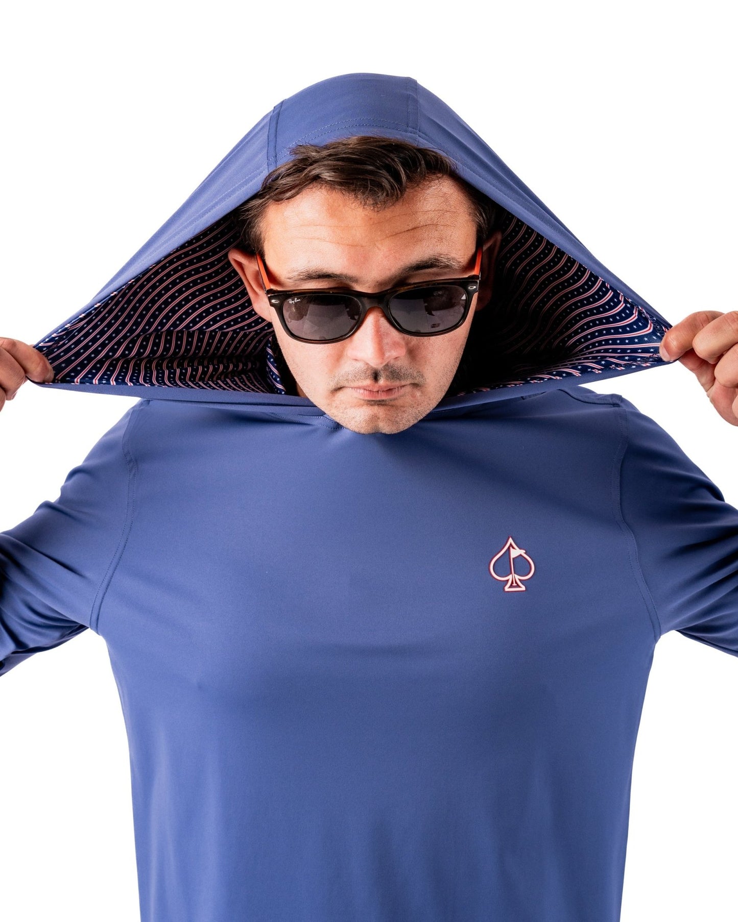 Performance Golf Hoodie - Wavy Stars and Stripes - Pins and Aces