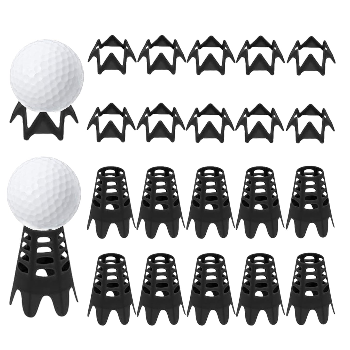 Plastic Golf Tees, 20Pcs Golf Simulator Tees for Home - Black - 