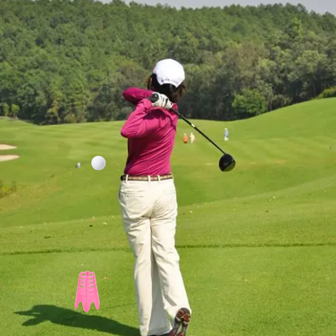 Plastic Golf Tees, 20Pcs Golf Simulator Tees for Home - Pink - 