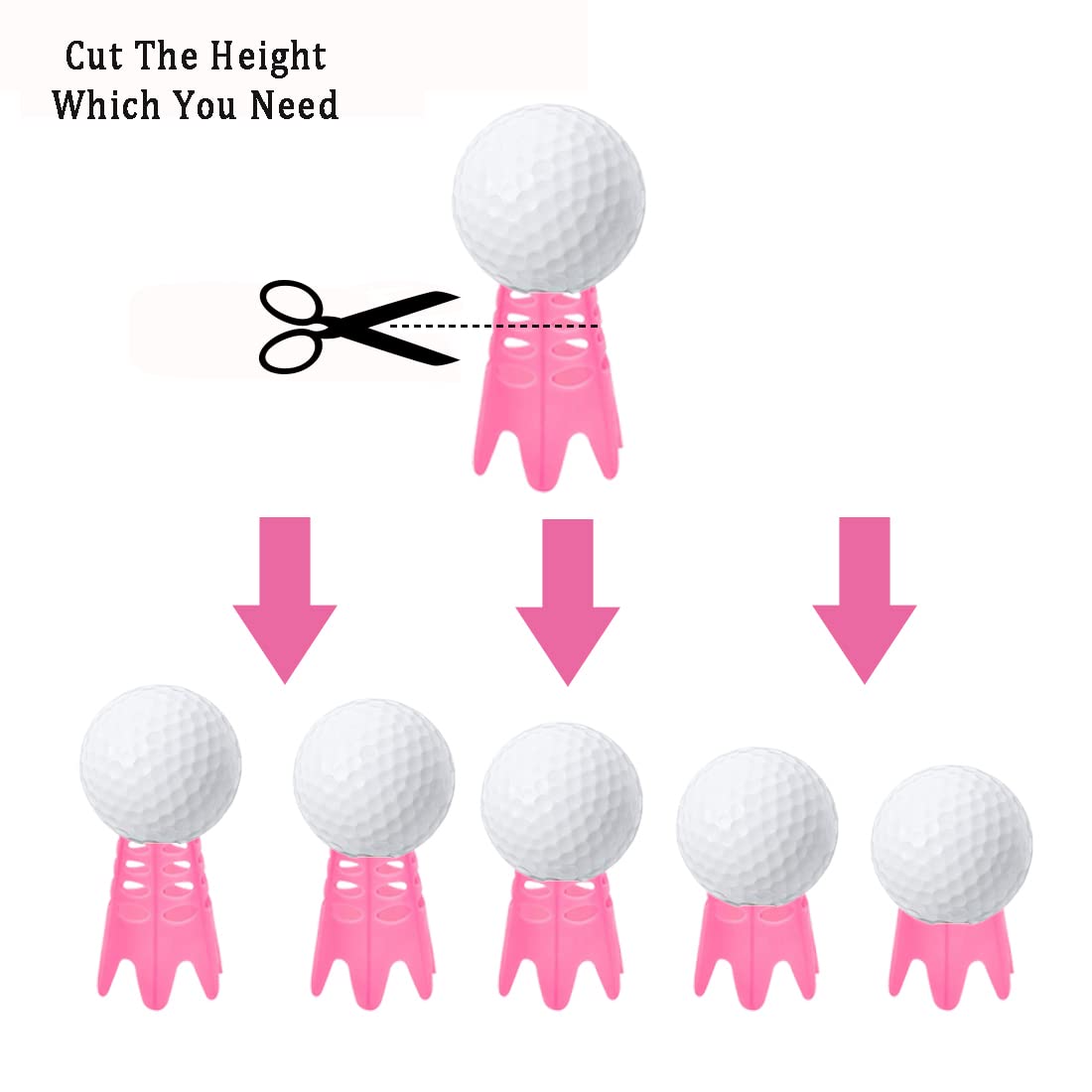 Plastic Golf Tees, 20Pcs Golf Simulator Tees for Home - Pink - 