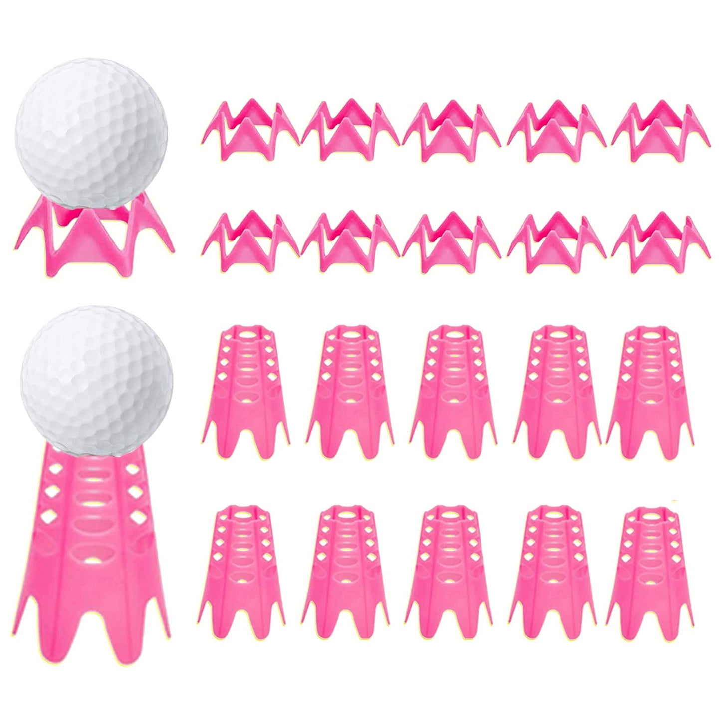 Plastic Golf Tees, 20Pcs Golf Simulator Tees for Home - Pink - 