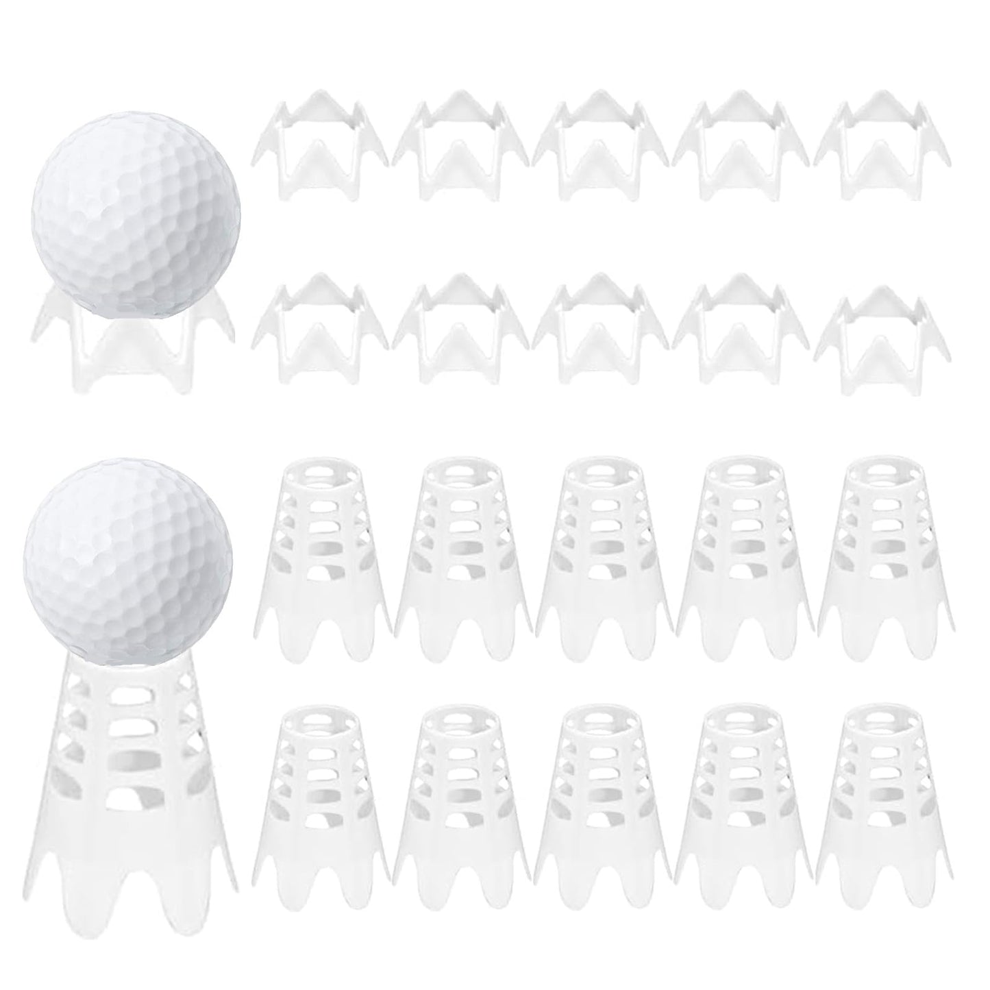 Plastic Golf Tees, 20Pcs Golf Simulator Tees for Home - White - 