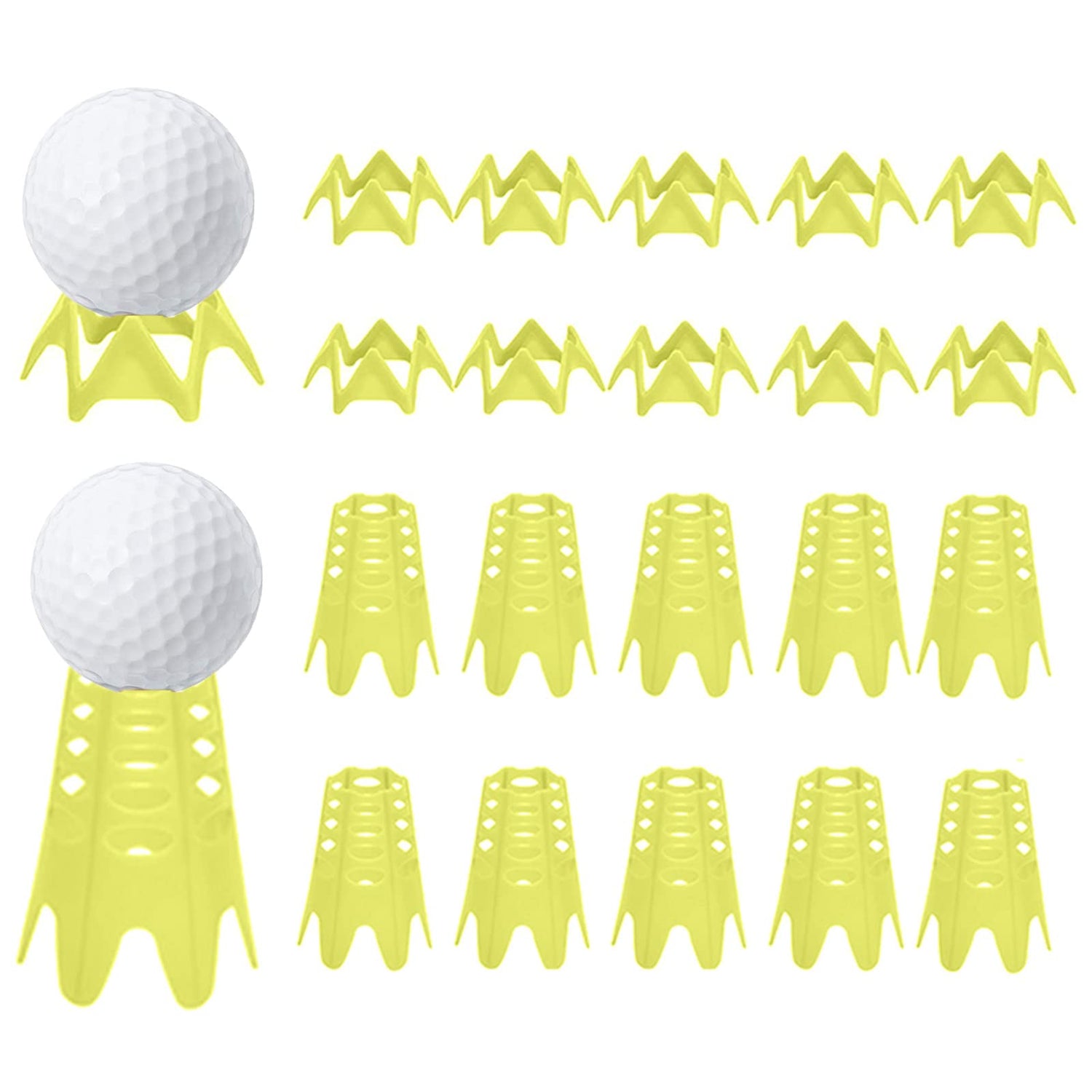 Plastic Golf Tees, 20Pcs Golf Simulator Tees for Home - Yellow - 