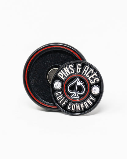 Pop Out Medallion Ball Marker - Black - Pins and Aces