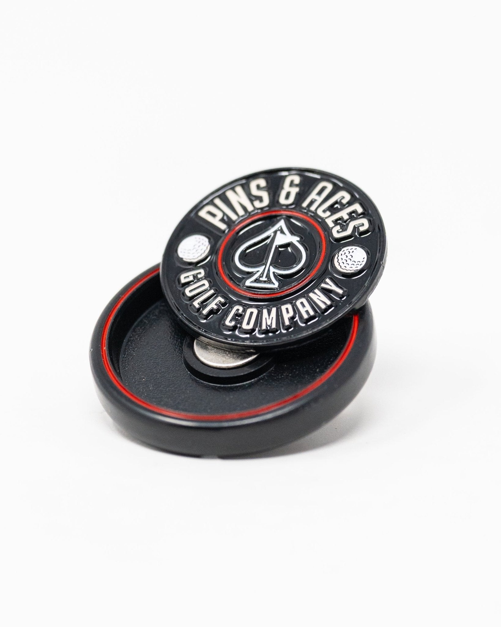 Pop Out Medallion Ball Marker - Black - Pins and Aces