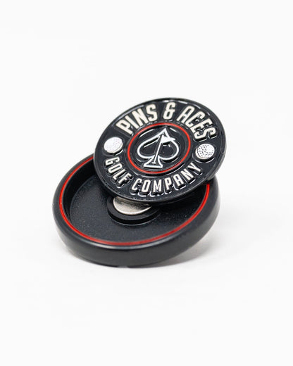 Pop Out Medallion Ball Marker - Black - Pins and Aces
