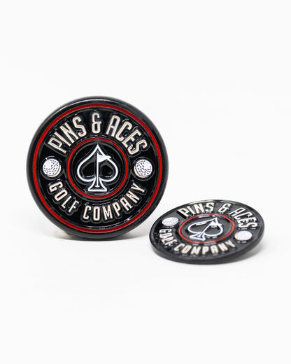 Pop Out Medallion Ball Marker - Black - Pins and Aces