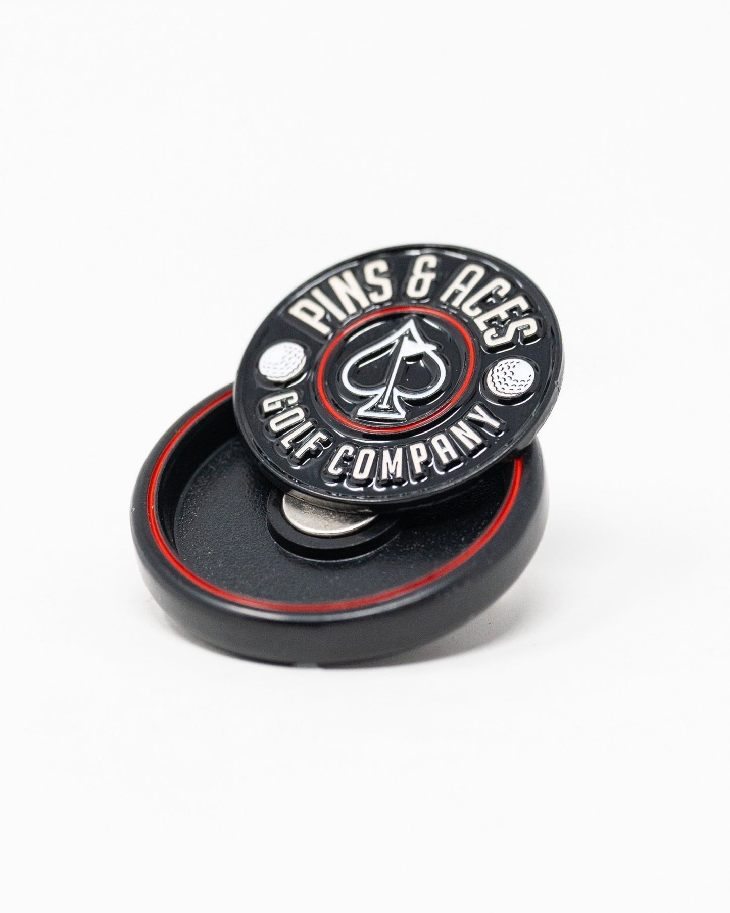 Pop Out Medallion Ball Marker - Black - Pins and Aces