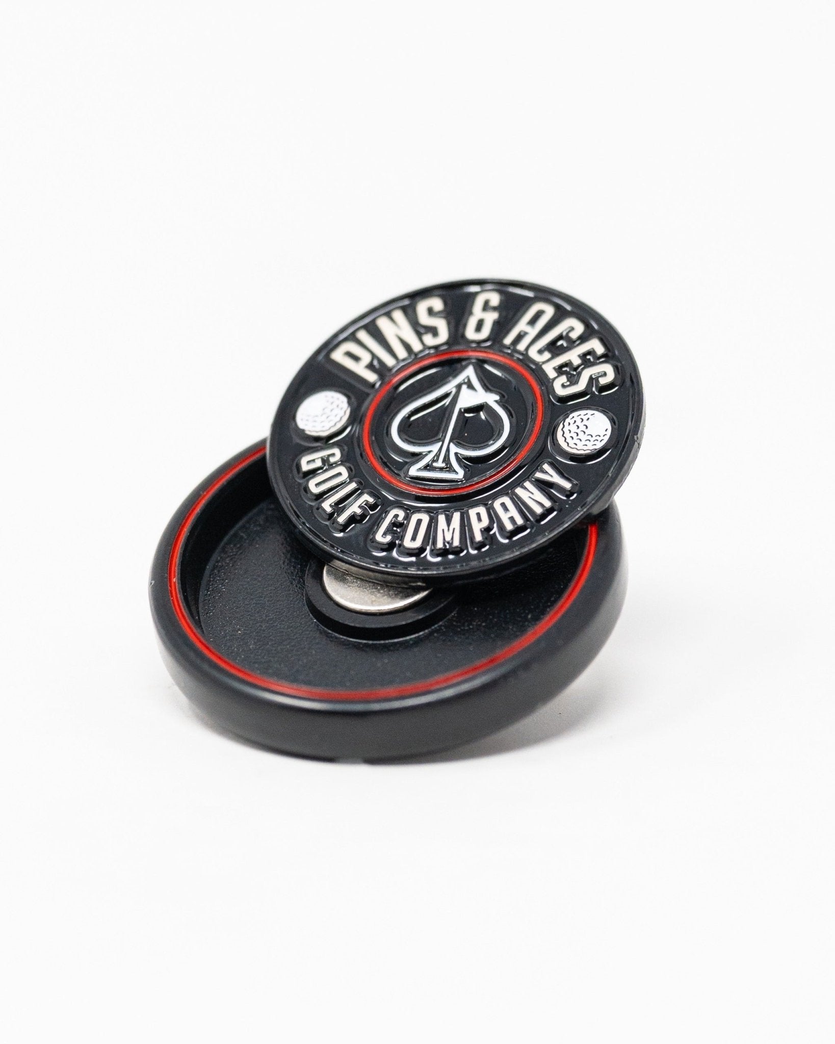 Pop Out Medallion Ball Marker - Black - Pins and Aces