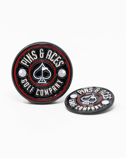Pop Out Medallion Ball Marker - Black - Pins and Aces