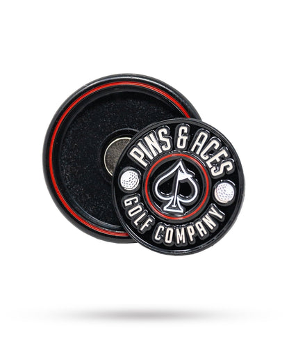 Pop Out Medallion Ball Marker - Black - Pins and Aces