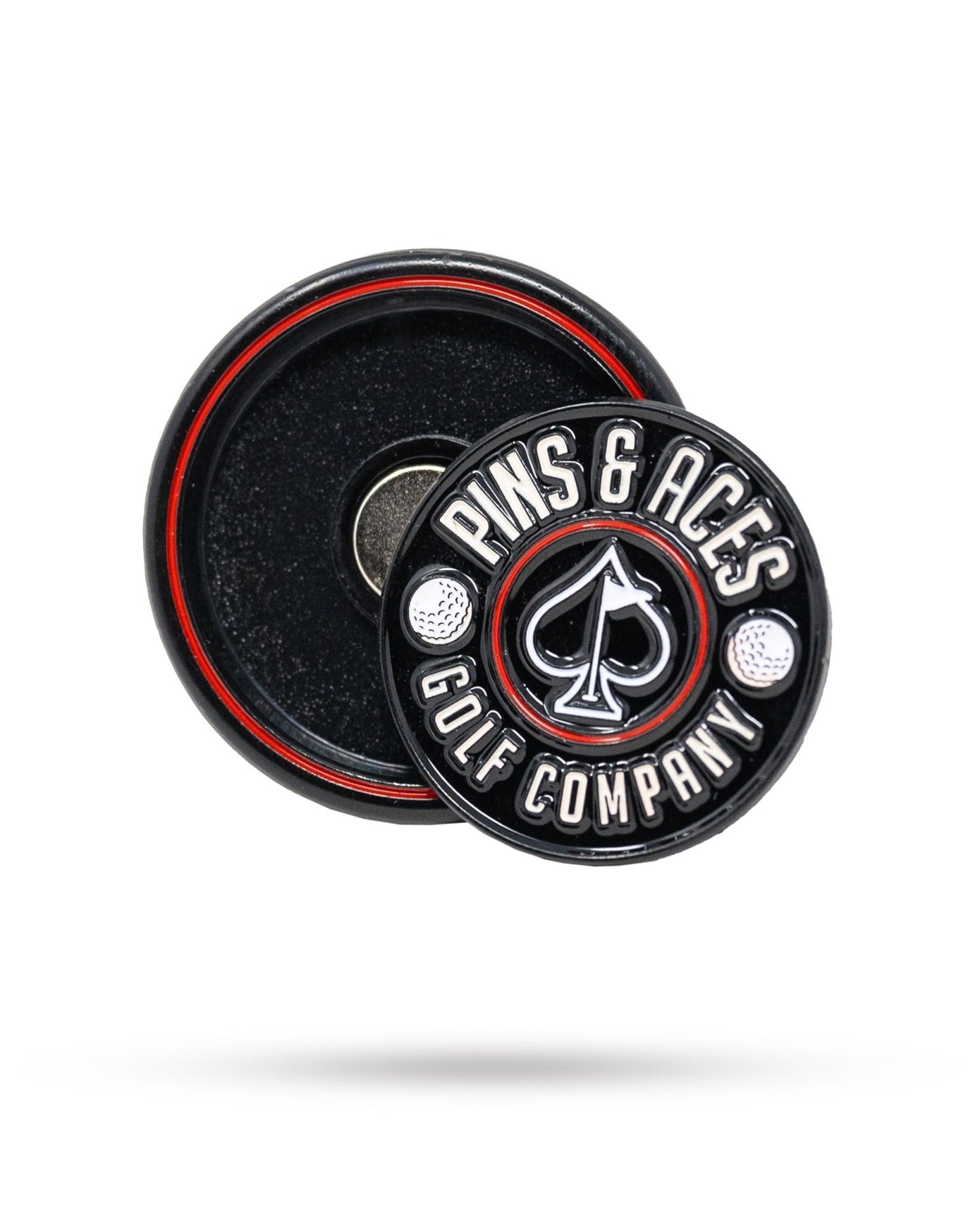 Pop Out Medallion Ball Marker - Black - Pins and Aces