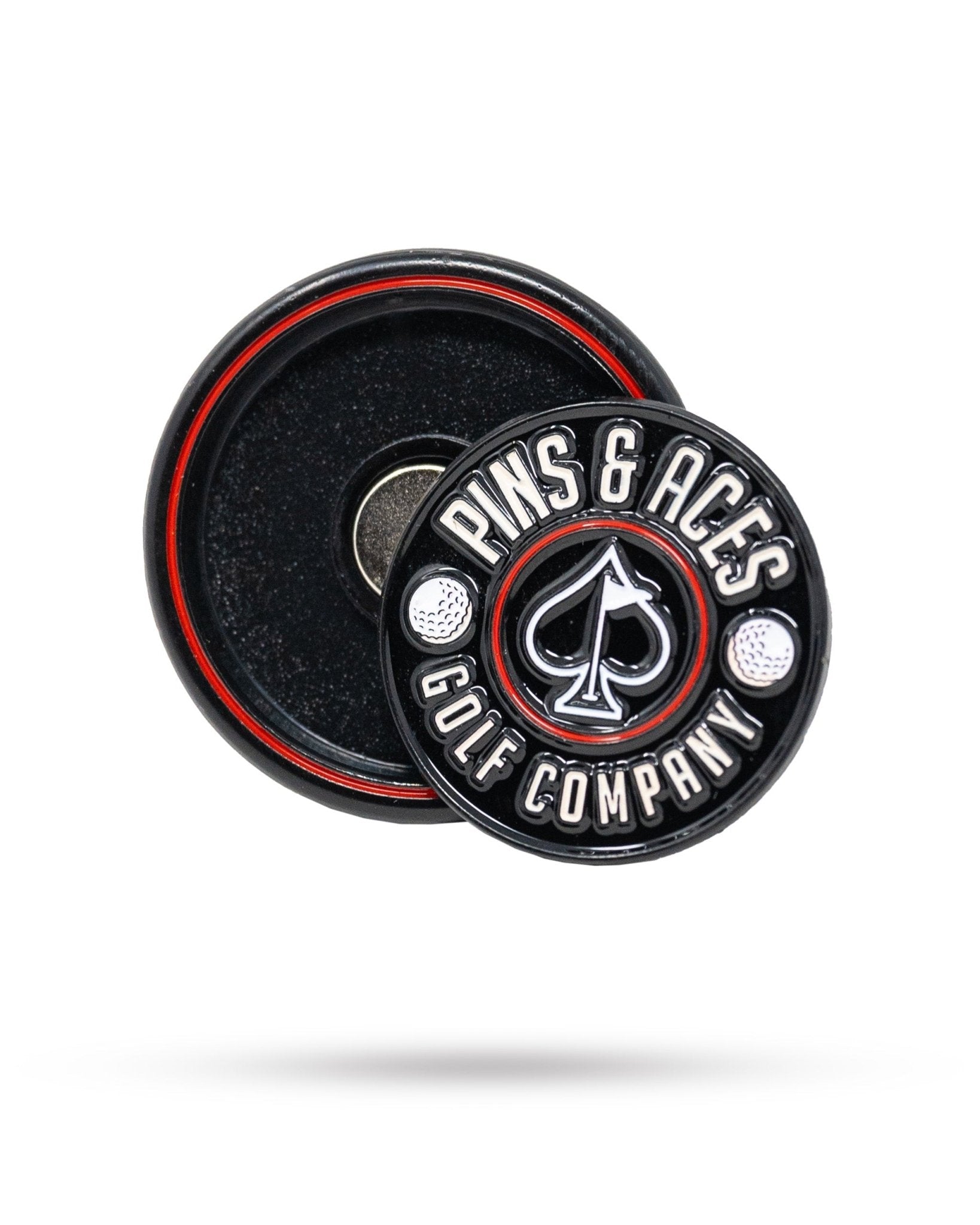 Pop Out Medallion Ball Marker - Black - Pins and Aces