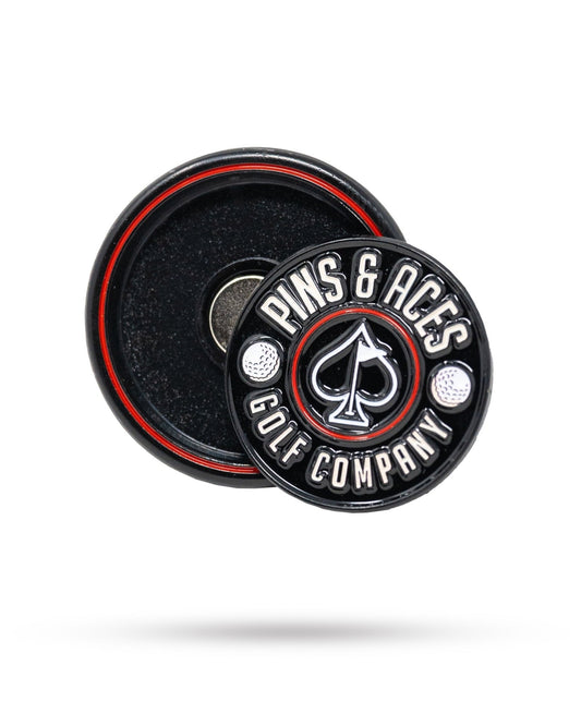 Pop Out Medallion Ball Marker - Black - Pins and Aces