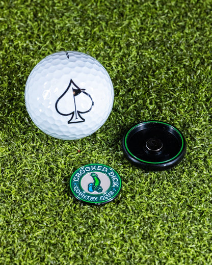 Pop Out Medallion Ball Marker - Crooked Dick - Pins and Aces
