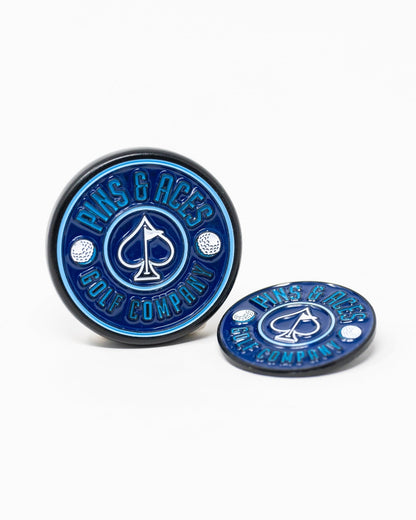 Pop Out Medallion Ball Marker - Navy - Pins and Aces