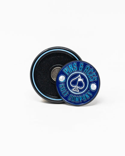 Pop Out Medallion Ball Marker - Navy - Pins and Aces