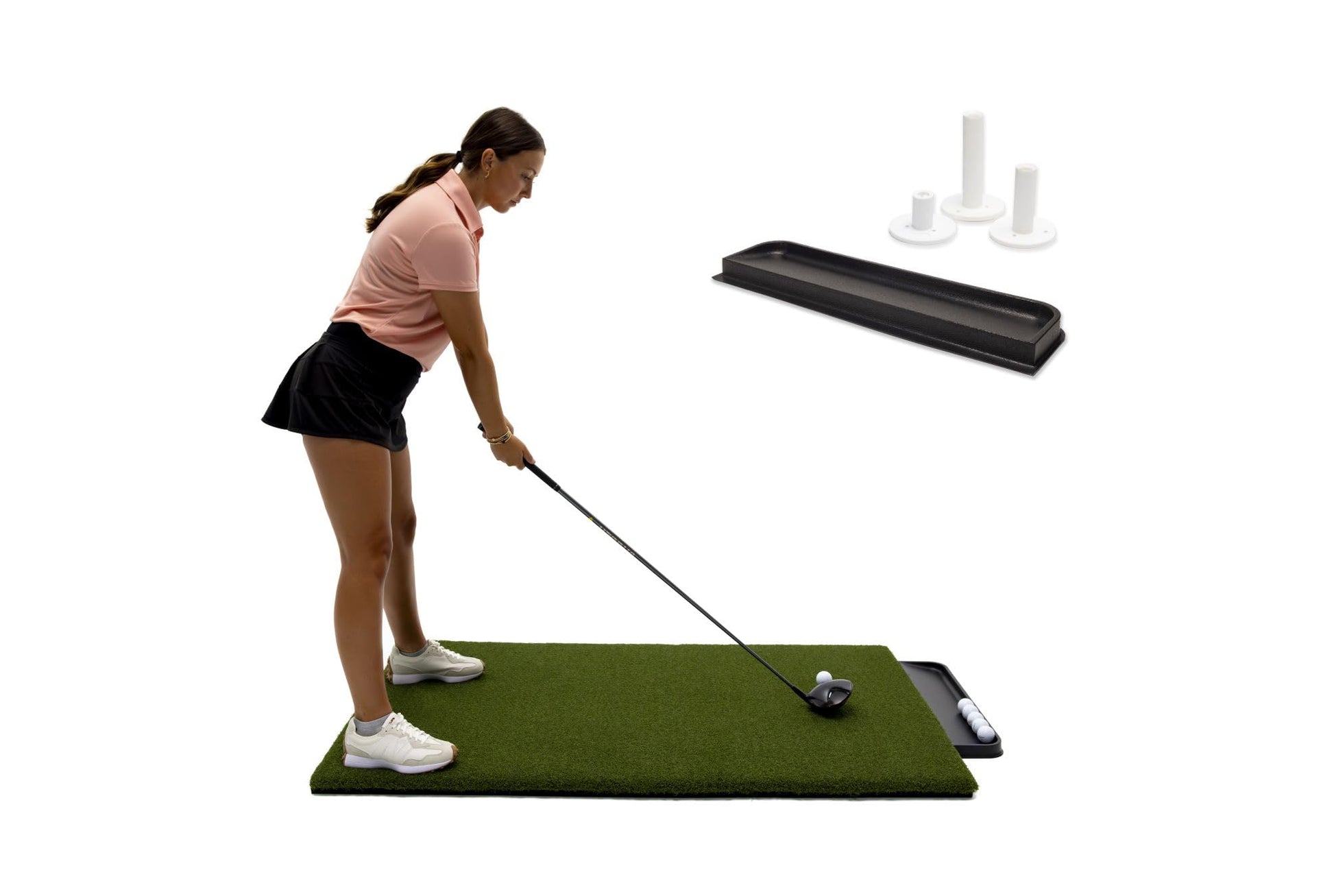 Premium Turf Indoor/Outdoor Golf Mat. Bonus Tray + 3 Tees - Advantage 4'x4 - 