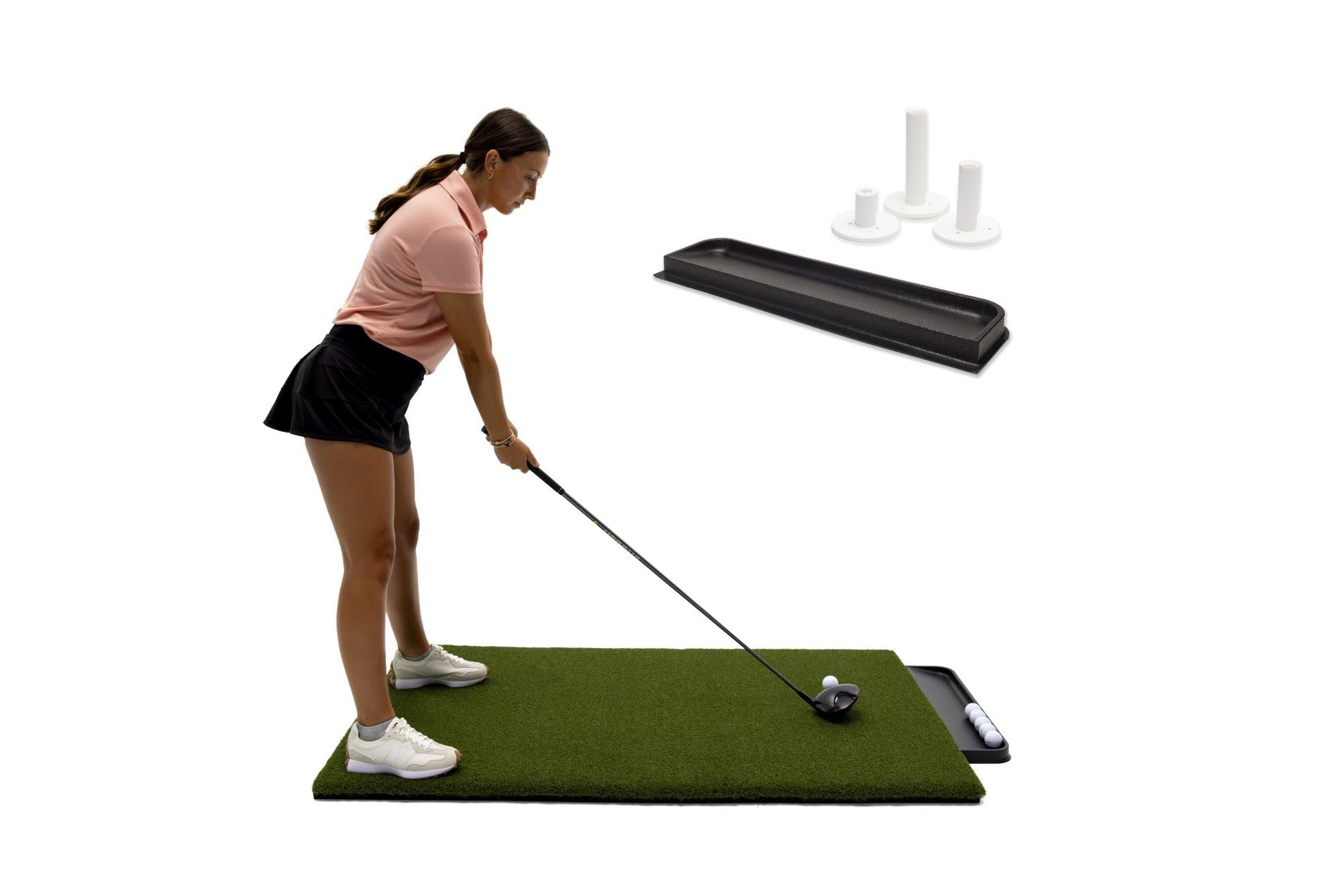 Premium Turf Indoor/Outdoor Golf Mat. Bonus Tray + 3 Tees - Residential 3'x 5' - 19MM Thickness - 