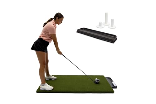 Premium Turf Indoor/Outdoor Golf Mat. Bonus Tray + 3 Tees - Residential 4'x 5' - 19MM Thickness - 