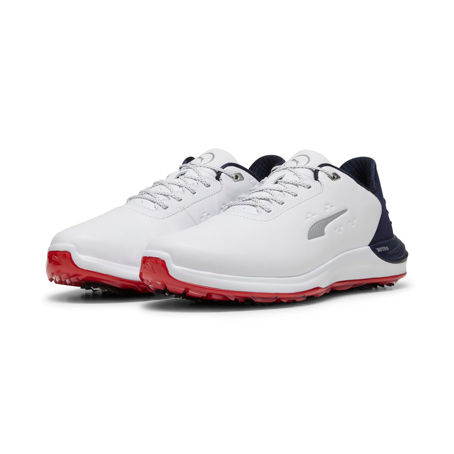 PUMA GOLF Men's Phantomcat Nitro Golf Shoes - 12.5 - Puma White/Puma Silver/Feather Gray
