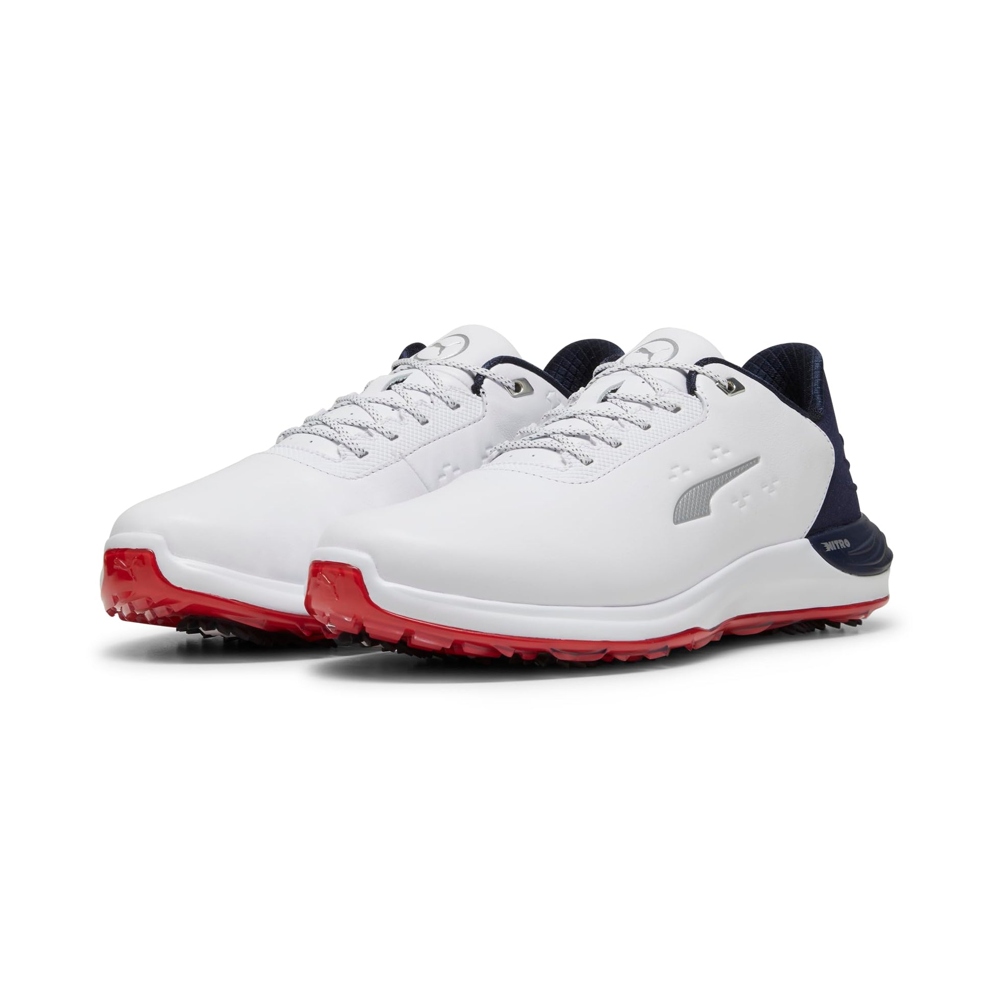 PUMA GOLF Men's Phantomcat Nitro Golf Shoes - 12.5 - Puma White/Puma Silver/Feather Gray