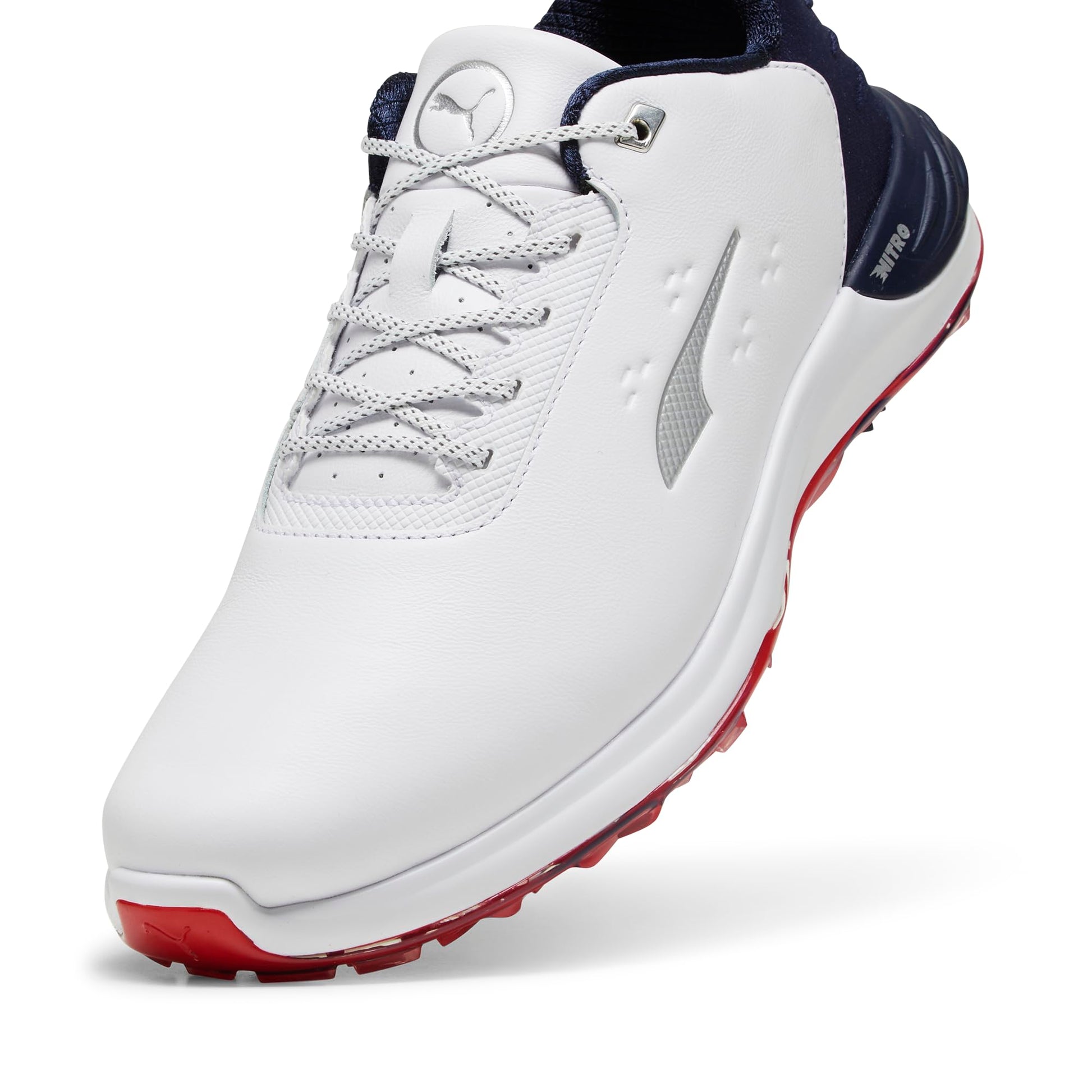 PUMA GOLF Men's Phantomcat Nitro Golf Shoes - 12.5 - Puma White/Puma Silver/Feather Gray