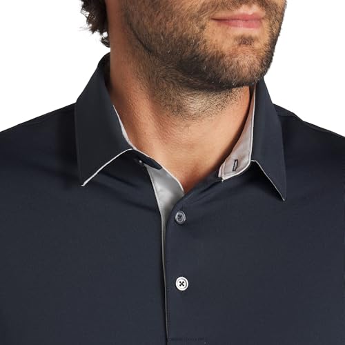 PUMA Men's Mattr Brigade Polo - Deep Navy - ash Gray - Small